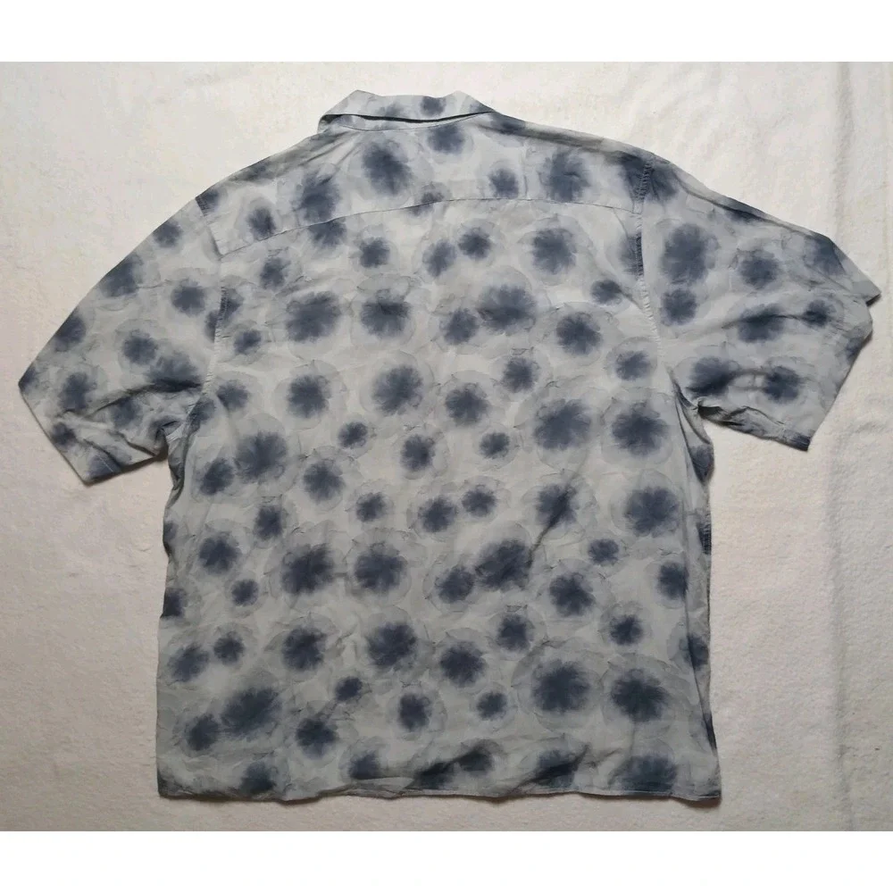 Banana Republic Men XL Organic Cotton Resort Shirt Camp Tie Dye Blue Gray 834894